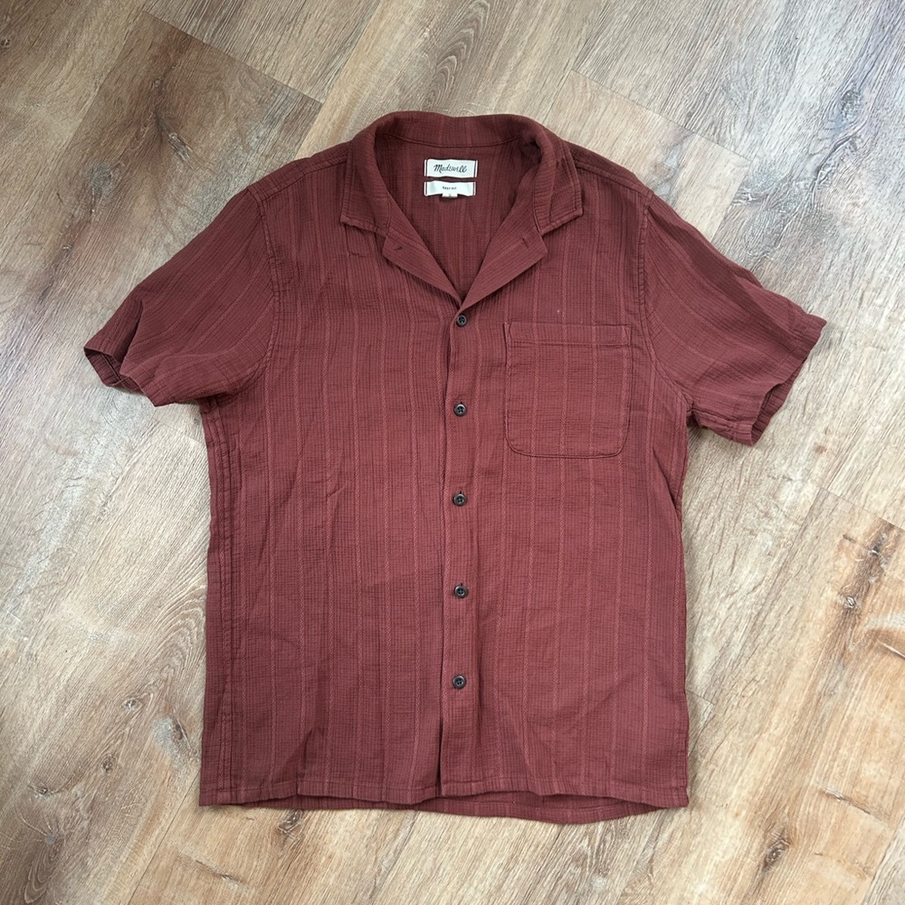 Madewell Men's Short-Sleeve Button-Down Shirt in Rust